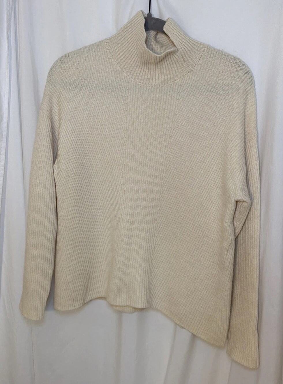 Everlane Womens Ivory Cashmere Funnel Neck Sweater Small Excellent Condition!